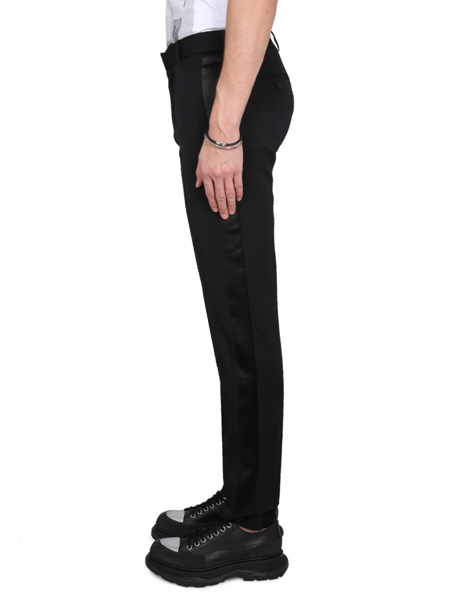 ALEXANDER MCQUEEN Men's Wool Suit Pants with Concealed Closure