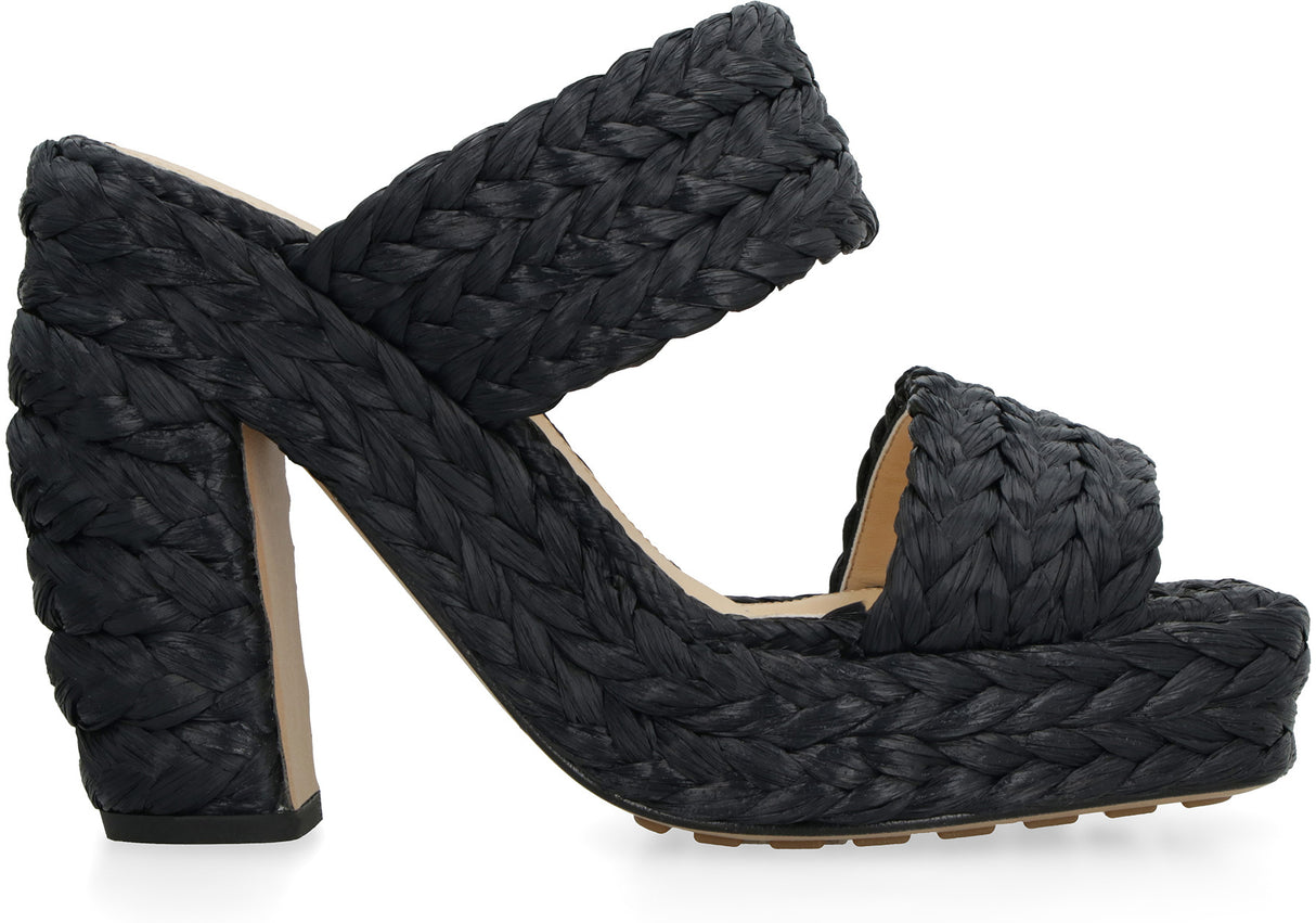 BOTTEGA VENETA Raffia Platform Sandals with 12cm Heel