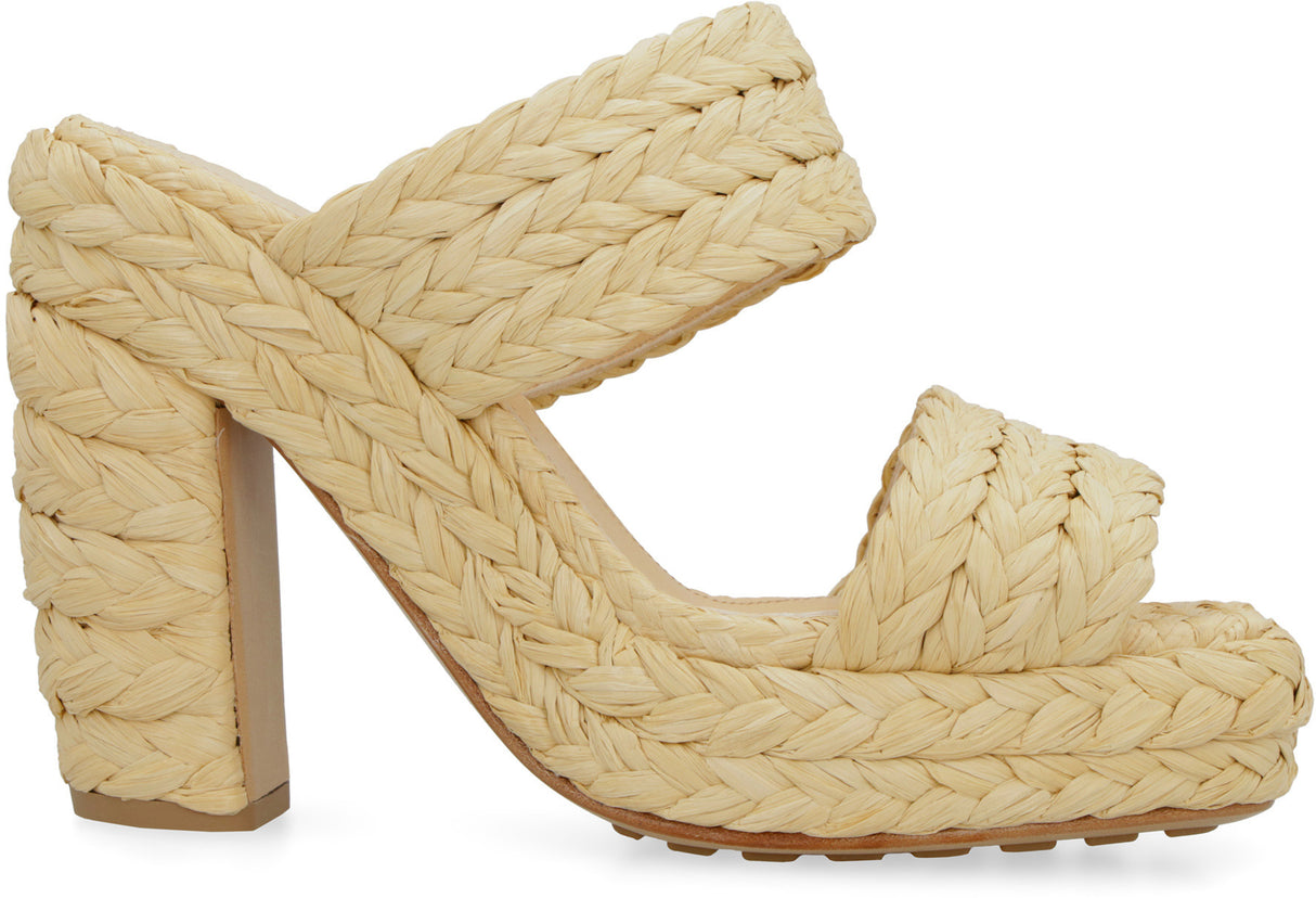 BOTTEGA VENETA Raffia Platform Sandals with 12cm Heel