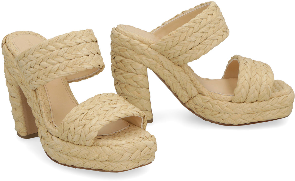 BOTTEGA VENETA Raffia Platform Sandals with 12cm Heel