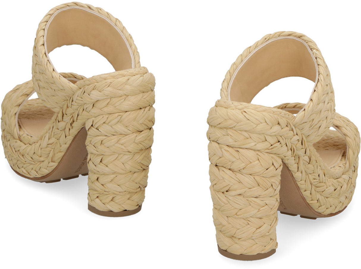 BOTTEGA VENETA Raffia Platform Sandals with 12cm Heel