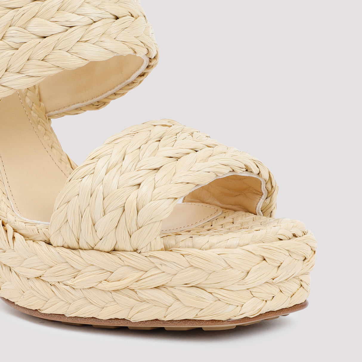 BOTTEGA VENETA Raffia Platform Sandals with 12cm Heel