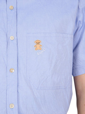 GUCCI Men's Classic Collar Pocket Bear Shirt