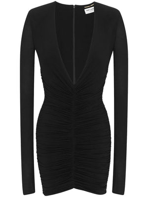 SAINT LAURENT Elegant Draped Mini Dress for Women