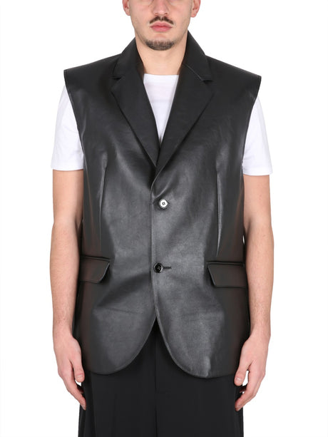 MM6 MAISON MARGIELA Modern Leather Vest with Notched Lapels