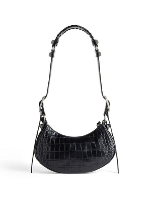 BALENCIAGA Mini Crocodile-Effect Leather Crossbody Bag