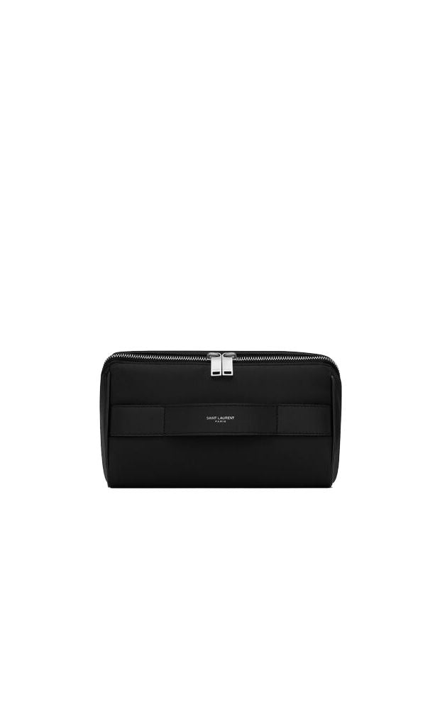 SAINT LAURENT Logo Print Cube Mini Pouch Handbag