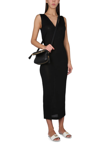 TOM FORD Slinky V-Neck Dress with Back Crisscross Detail