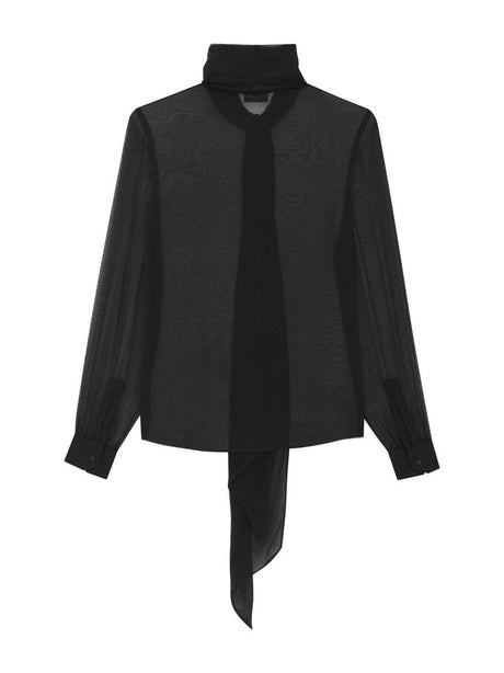 SAINT LAURENT Elegant Pussy-Bow Silk Blouse