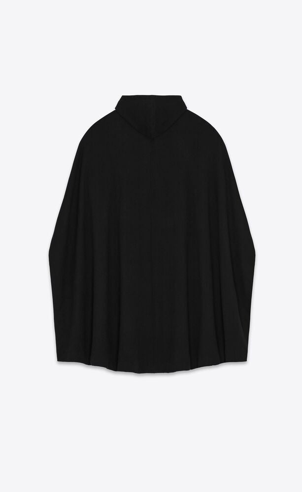 SAINT LAURENT Men's Fleece Hoodie Cape - FW23 Noir