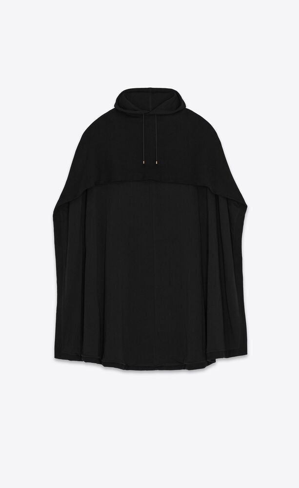 SAINT LAURENT Men's Fleece Hoodie Cape - FW23 Noir