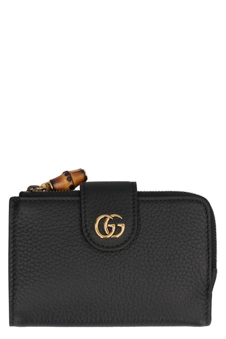 GUCCI Medium Grained Leather Wallet with Bamboo Detail