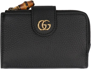 GUCCI Medium Grained Leather Wallet with Bamboo Detail