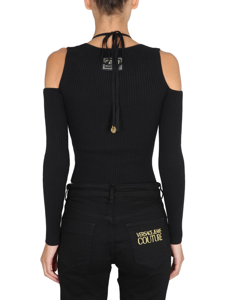 VERSACE JEANS COUTURE Bare Shoulder Mini Top with Square Neckline