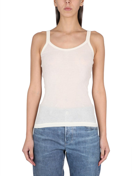 BOTTEGA VENETA Slim Fit Cotton Top with Round Neckline