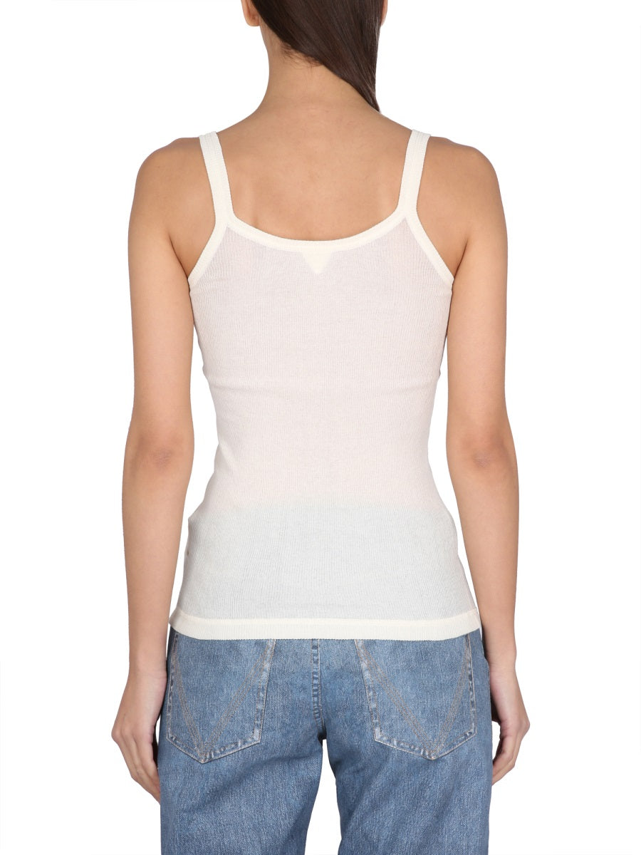 BOTTEGA VENETA Slim Fit Cotton Top with Round Neckline