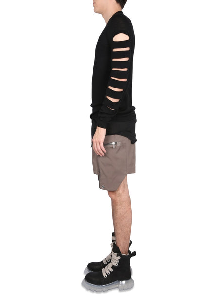 RICK OWENS Cut-Out Cross-Neck Mesh Sweater