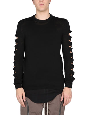 RICK OWENS Cut-Out Cross-Neck Mesh Sweater