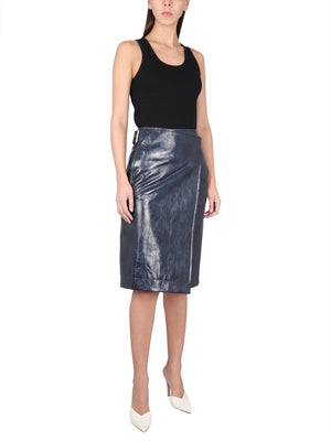 BOTTEGA VENETA Elegant Leather Midi Skirt