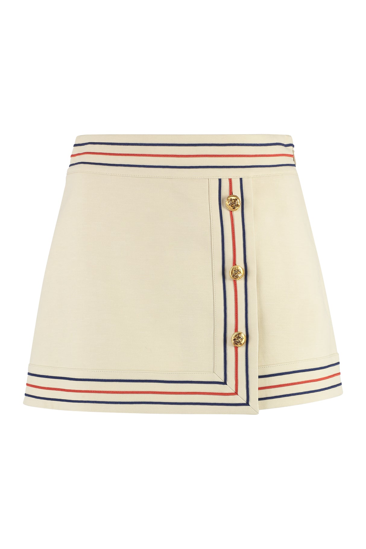 GUCCI Cotton Wrap Skirt with Logo Detail Buttons - Women’s Mini Skirt