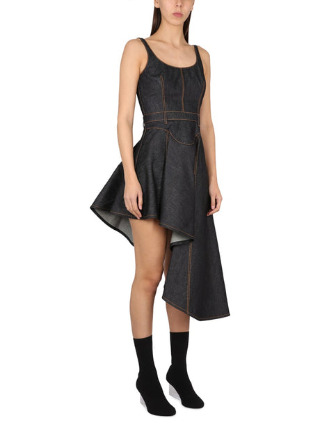 ALEXANDER MCQUEEN Chic Denim Dress with Round Neckline