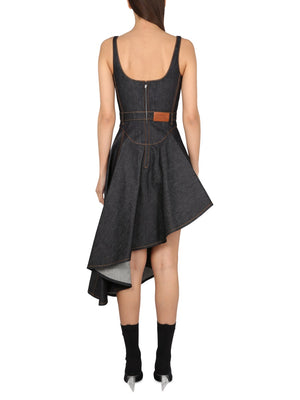 ALEXANDER MCQUEEN Chic Denim Dress with Round Neckline