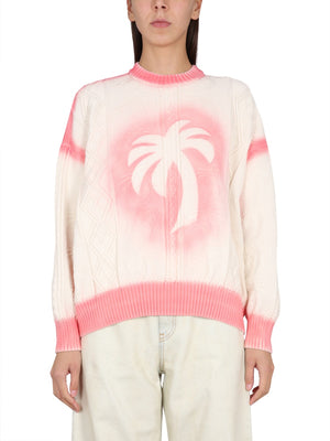 PALM ANGELS Palm Tree Print Patent Leather Effect Sweater