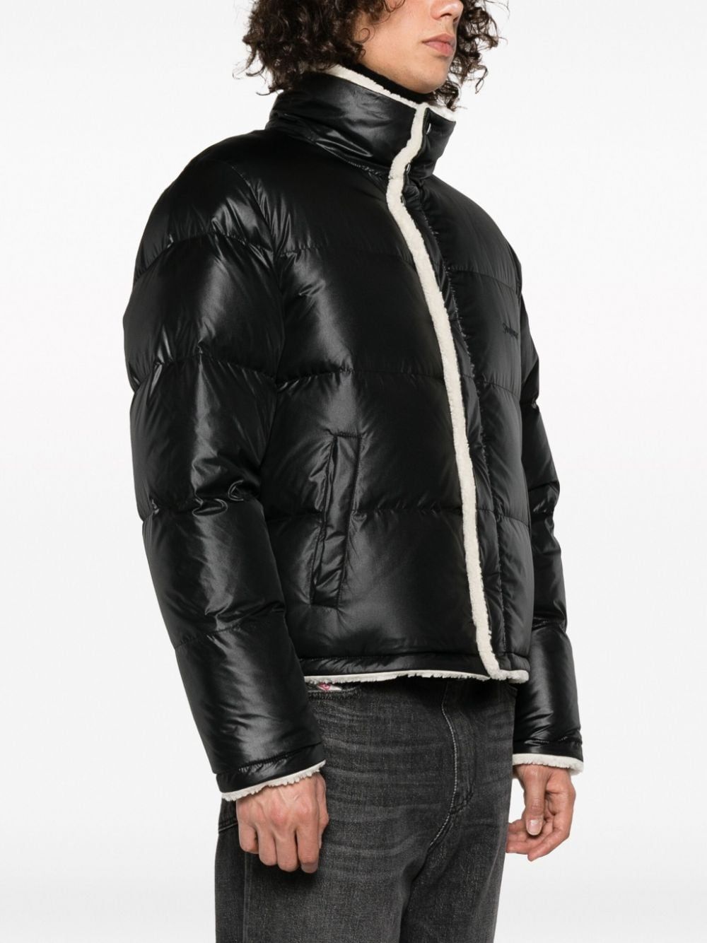 SAINT LAURENT Men's Puff Down Shearling Lined Jacket