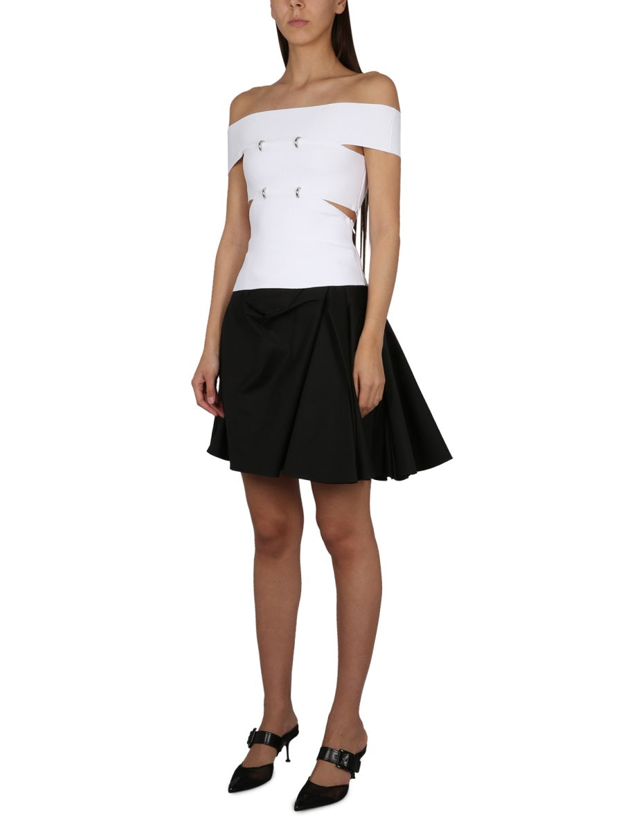 ALEXANDER MCQUEEN Cotton Mini Skirt with Elastic Waistband