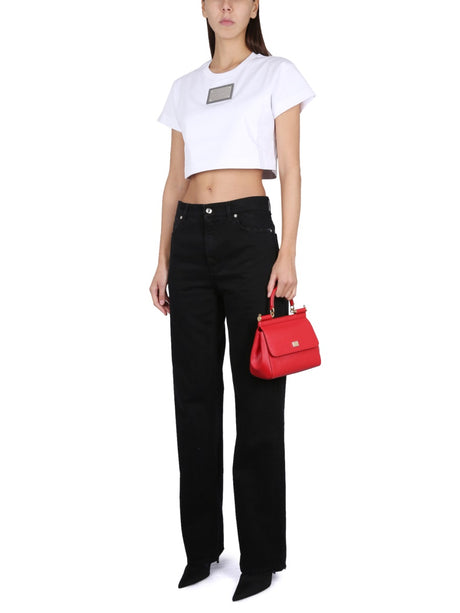 DOLCE & GABBANA Flare Jeans with Front Zipper and Button Closure