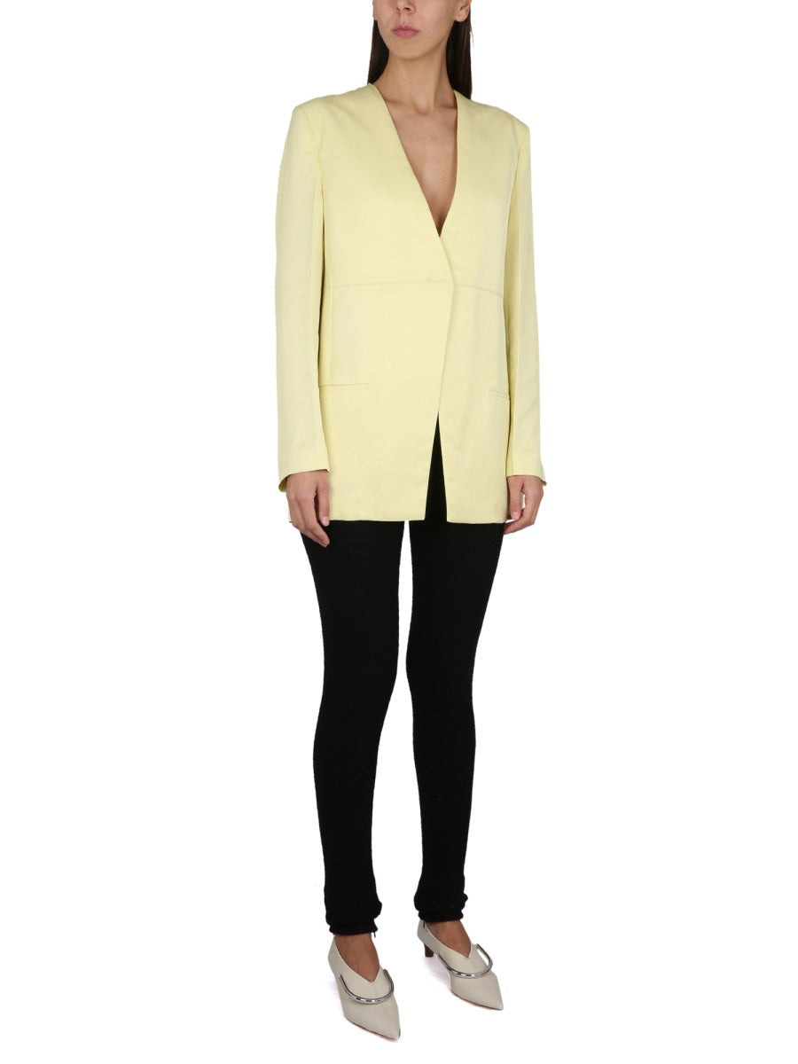 JIL SANDER V-Neck Jacket with Back Slit for Women - Spring/Summer 2023