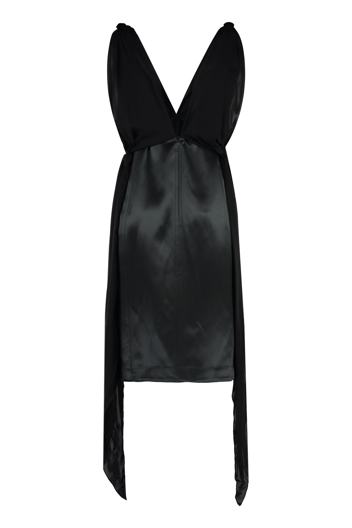 BOTTEGA VENETA Fluid Silk Midi Dress with Knot Details