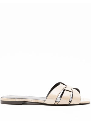 SAINT LAURENT Elevated Leather Slide Sandals