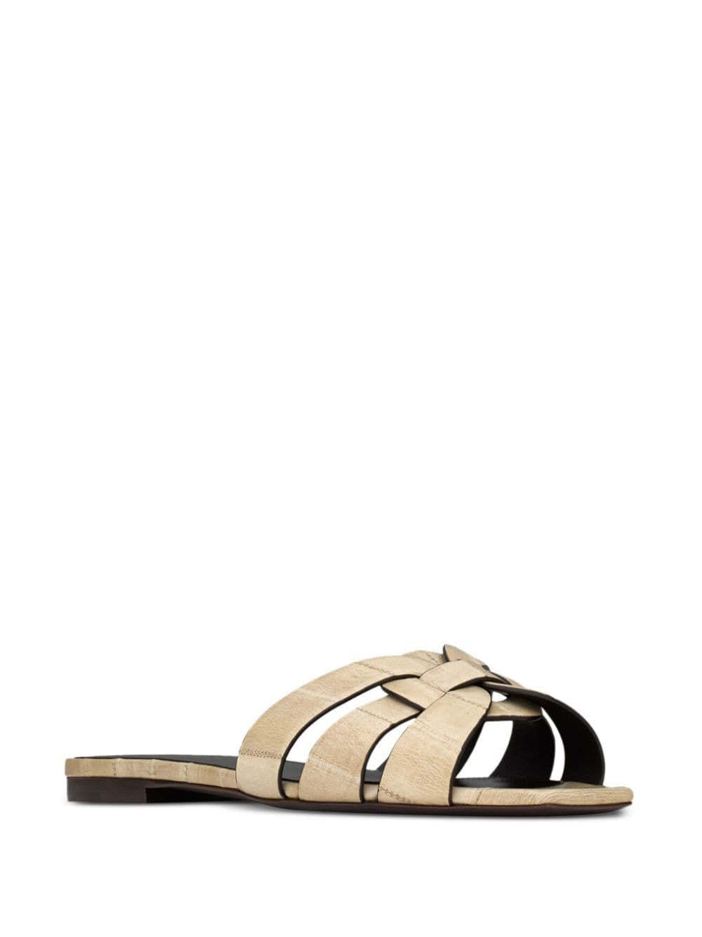 SAINT LAURENT Elevated Leather Slide Sandals