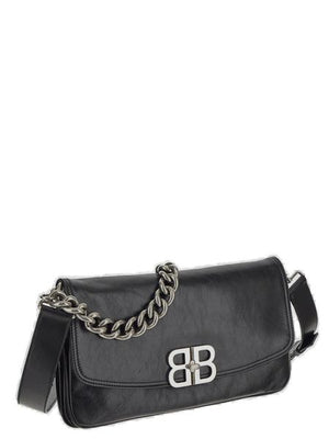 BALENCIAGA Soft Flap Mini Handbag with Silver Logo