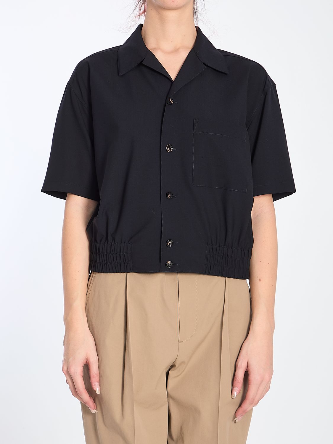 BOTTEGA VENETA Wool Shirt with Elasticated Hemline for Women