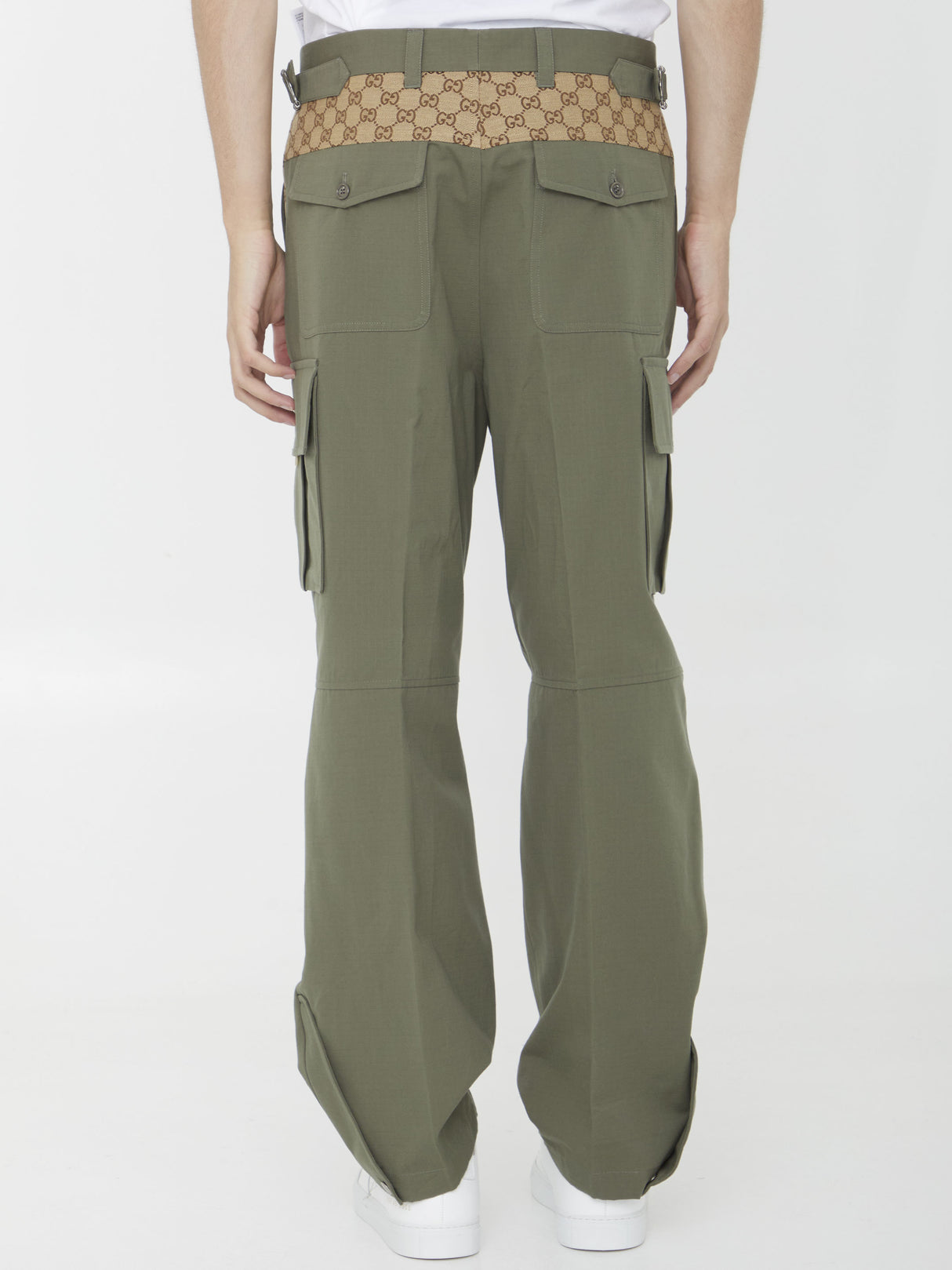 GUCCI Cotton Cargo Trousers with Zipped Ankle Cuffs