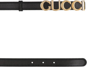 GUCCI スタイリッシュな黒レザーベルト - FW23コレクション