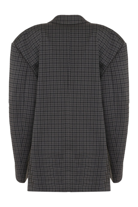 BALENCIAGA Women's Grey Houndstooth One Button Jacket