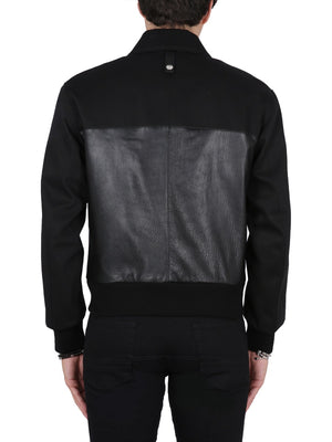 ALEXANDER MCQUEEN Men's Premium Leather Bomber Jacket with Zipper Closure