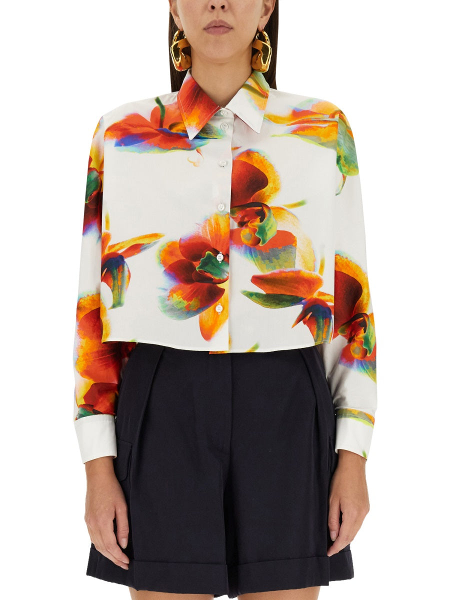 ALEXANDER MCQUEEN Floral Printed Shirt with Front Button Closure