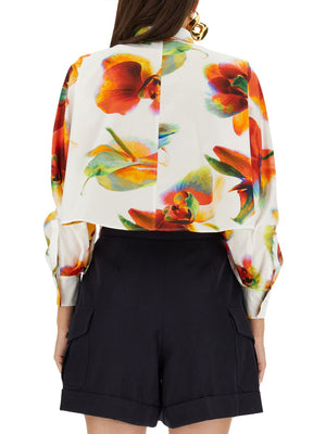 ALEXANDER MCQUEEN Floral Printed Shirt with Front Button Closure