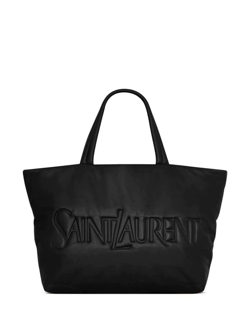 SAINT LAURENT メンズ ブラック レザー トート バッグ