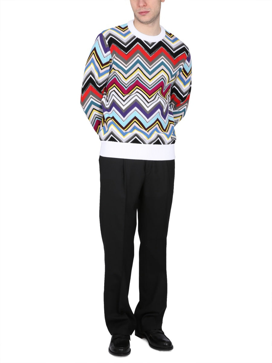 MISSONI Men's Regular Fit Wool Crew Neck Sweater