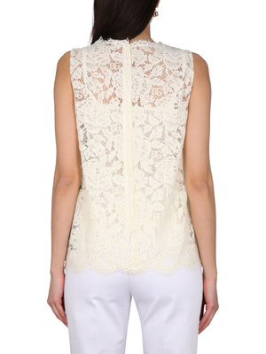 DOLCE & GABBANA Logoded Stretch Lace Top for Women