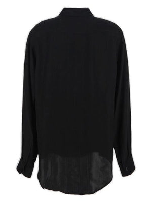 SAINT LAURENT Elevated Cotton Shirt with Raffia Detailing