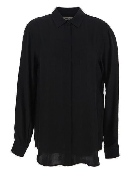 SAINT LAURENT Elevated Cotton Shirt with Raffia Detailing