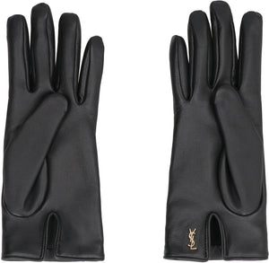 SAINT LAURENT Women's Classic Black Leather Gloves