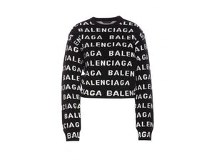 BALENCIAGA Mini Cropped Sweater with Monogram Design for Women