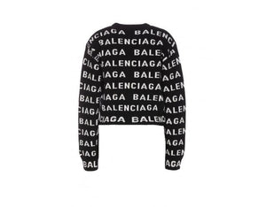 BALENCIAGA クロップドモノグラム黒セーター レディース - SS24